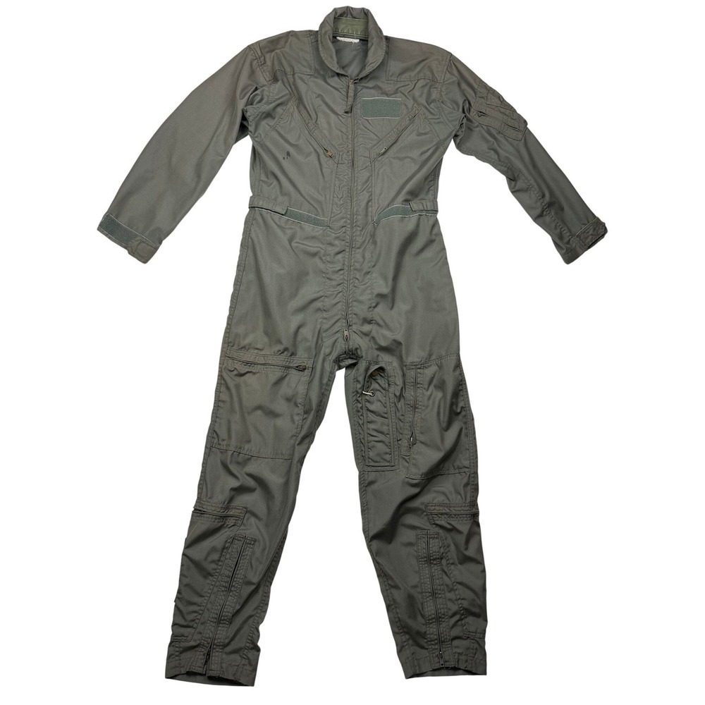 Vintage USAF CWU-27/P Nomex Flight Suit 40R Sage Green Military Surplus Coverall